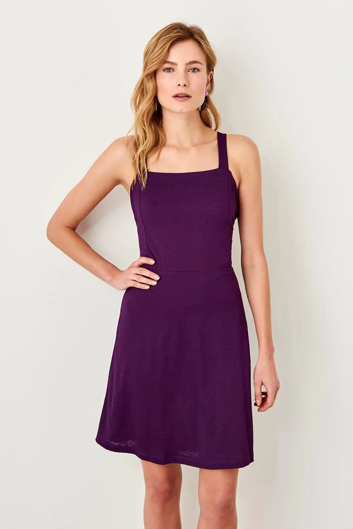 Trendyol фиолетовый рюкзак Dekoteli вязаное платье TWOSS19VG0154|Женские платья| |