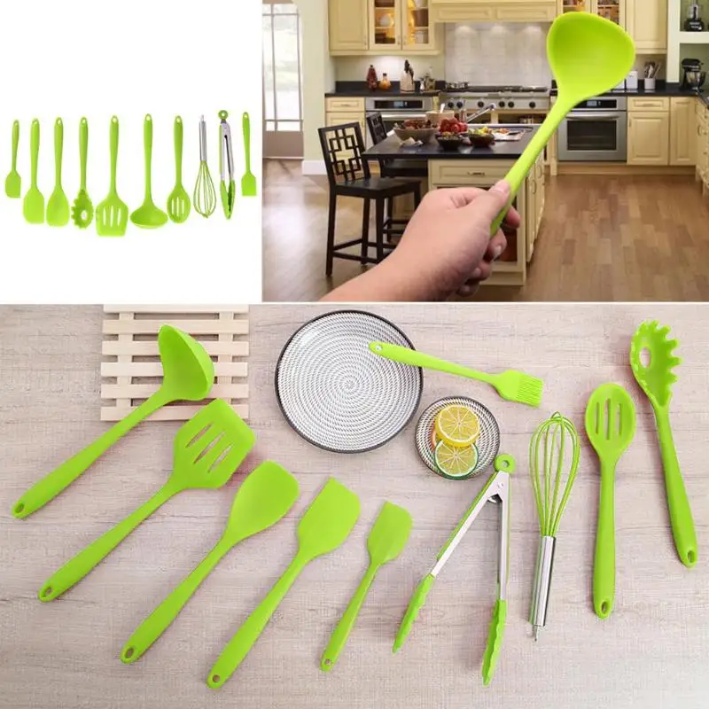 10pcs/Set Silicone Heat Resistant Non-Stick Kitchen Cooking Utensils Tool | Дом и сад