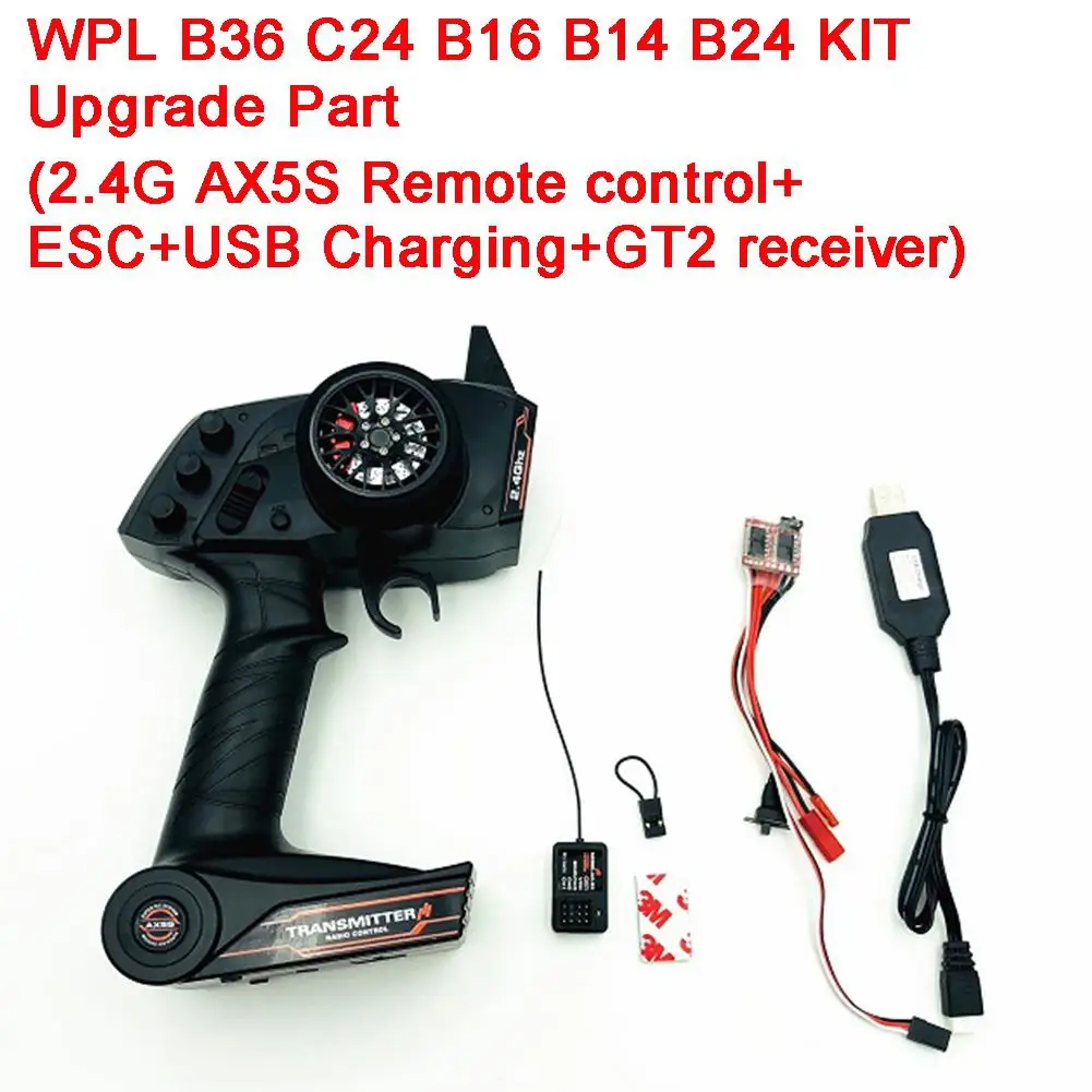 

2.4G AX5S Remote Control+ESC+USB Charging+GT2 Receiver Electronic Equipment Upgrade Part Set for WPL KIT B36 C24 B16 RC Car