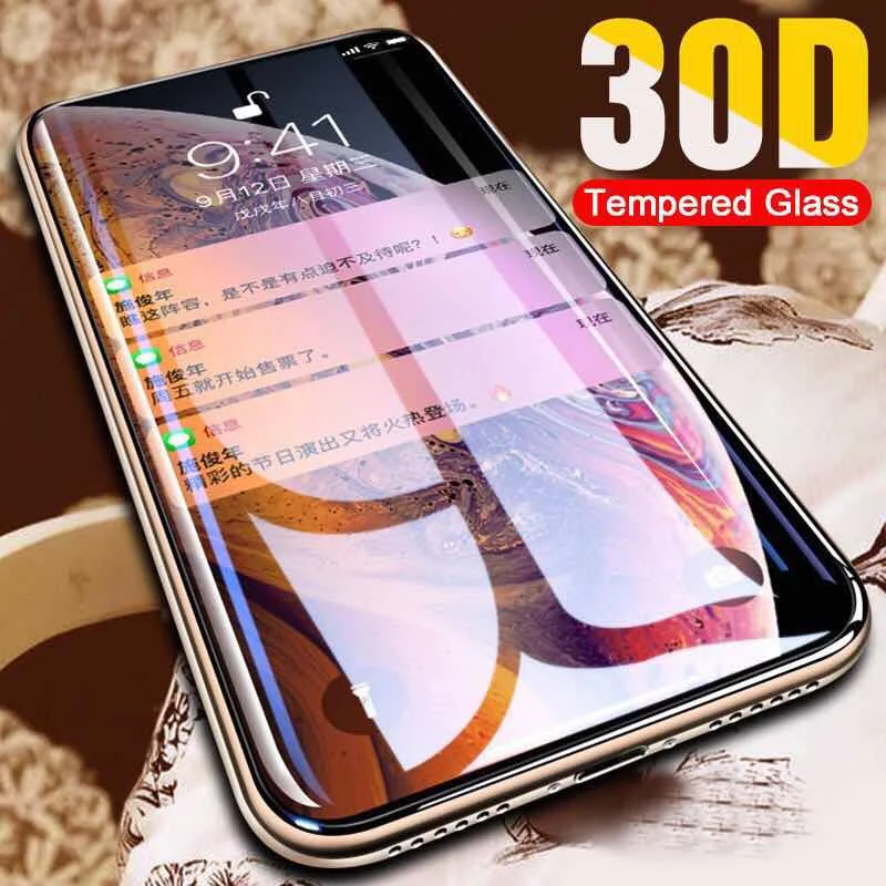 

30D Full Cover Protective Glass On For iPhone 11 12 13 14Pro MAX Screen Protector For iPhone11 12 X XR XS MAX 7 8 Tempered Glass