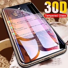 30D Защитное стекло для iPhone X XS Max XR закаленное защитное стекло с закругленными краями 11 Pro XR XS Max полное покрытие стекло