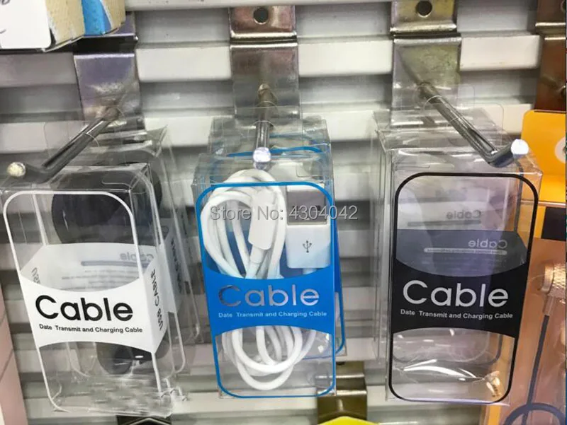

100pcs Transparent PVC plastic packaging box for 1m cable retail Display box for Iphoen Huawei usb data cable cords charger line
