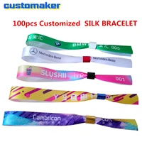 custom ribbon satin wristband feature holiday full color printed ribbon silk bracelet for event party concert entrance id
