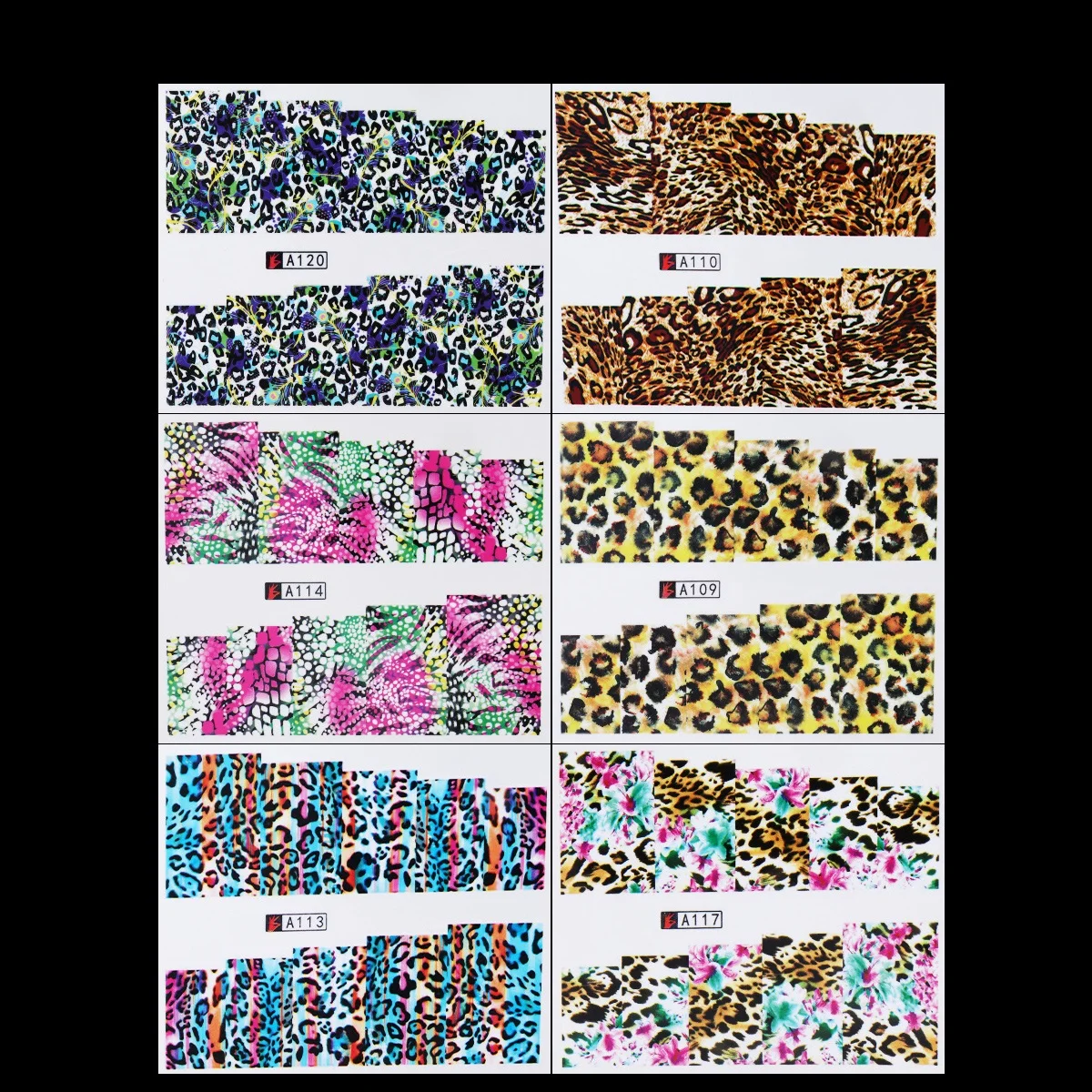 12 шт./компл. леопардовым принтом Nail Art Наклейки надписи красочные Фольга для