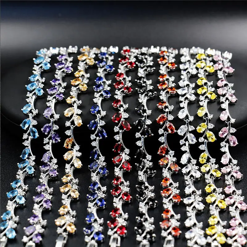 925 Silver Jewelry Green Wedding Bracelets For Women AAA Cubic Zirconia Bridal | Украшения и аксессуары