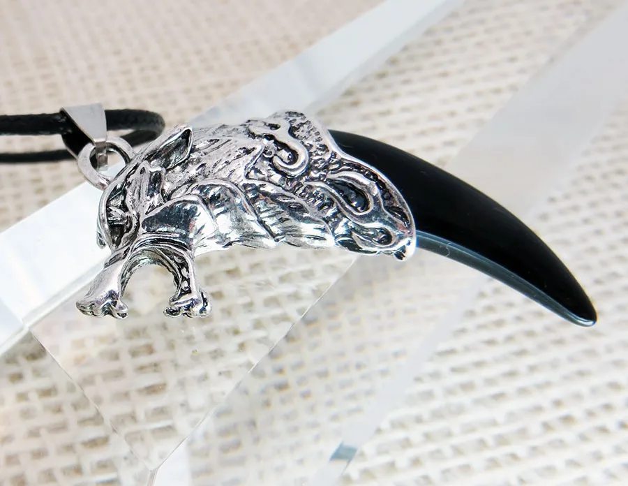 Cool Bronze Wolf Teeth Design Lovely gifts Necklace trendy jewelry For Couples Animal Head Pendant necklace drop shipping | Украшения и