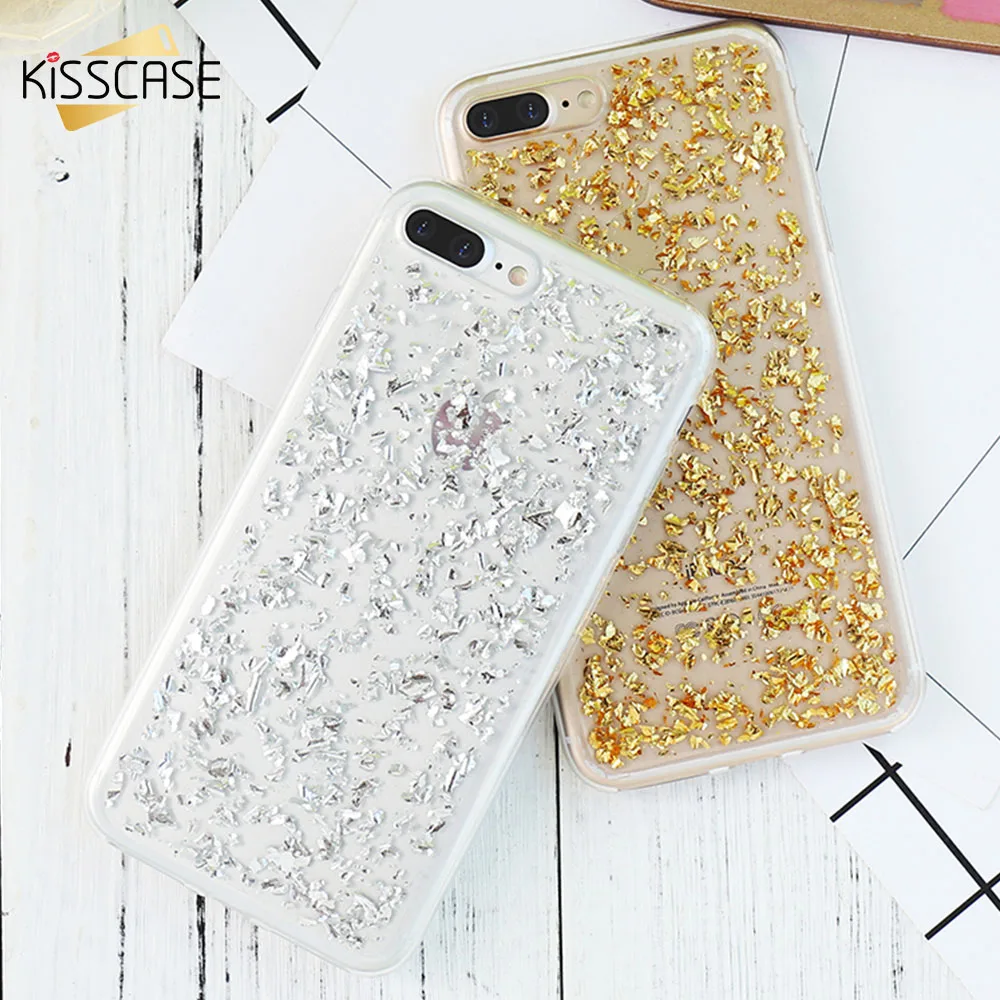 Мягкий ТПУ чехол KISSCASE для iPhone X XS 6 6S 7 8 Plus 5 5S SE Блестящий блестящий золотой 5S| |