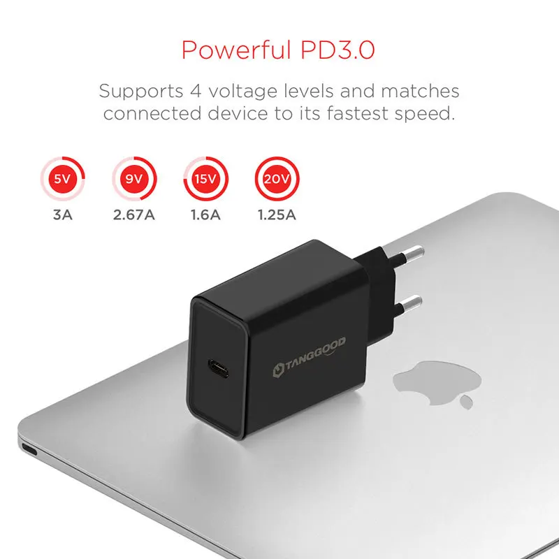Зарядное устройство TANGGOOD 25 Вт USB C PD 3 0 type быстрое зарядное для iPhone X 8 Plus Galaxy A70 MacBook