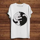 Забавная Мужская футболка с изображением черно-белых котов и Инь-Янь, лето 2019, Новая повседневная мужская футболка, крутая уличная одежда