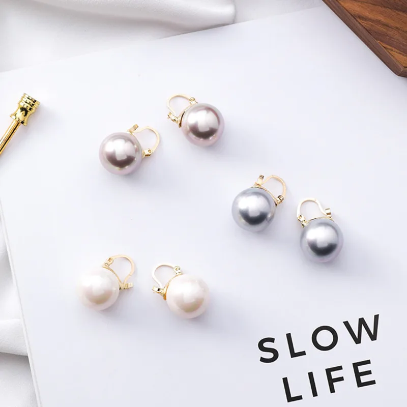 Gold Color Geometric Round Circle Pearl Ball Hoops Earrings Women Elegant Big Wedding Huggie | Украшения и аксессуары