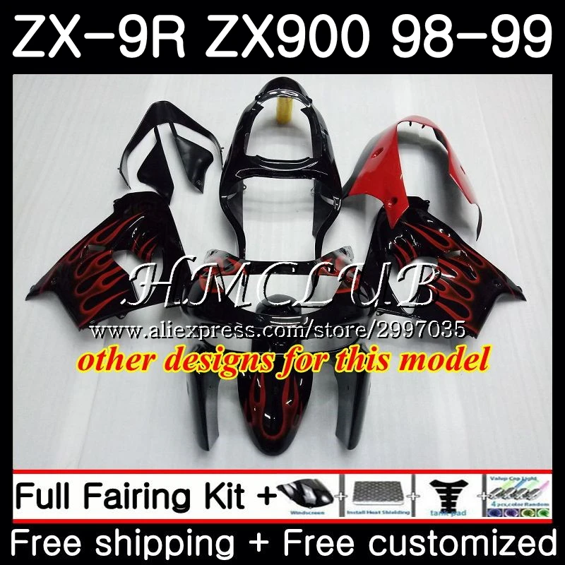 Синий корпус пламени для KAWASAKI NINJA ZX 900 ZX900 ZX9 R 9R 1998 1999 65HC. 7 9 900CC ZX9R 98 99