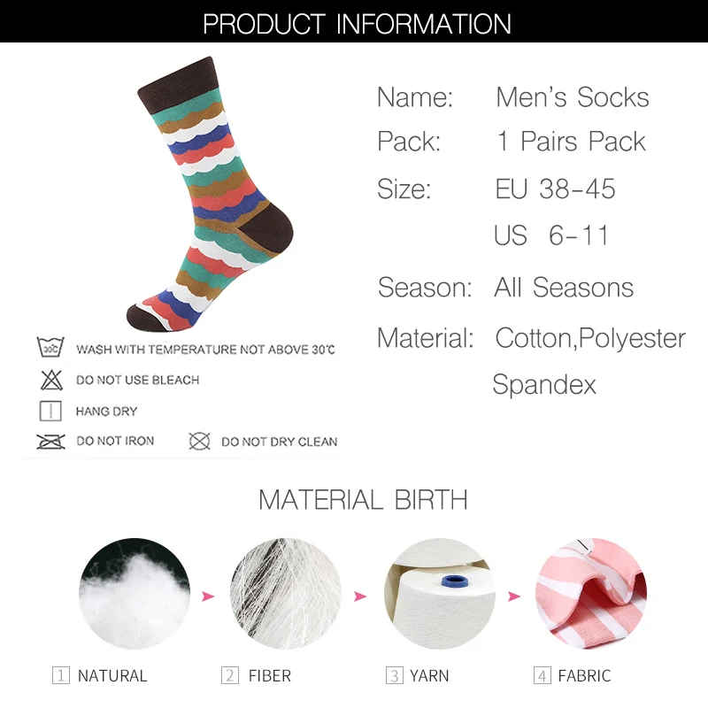 Мужские носки YEADU Happy хлопковые с принтом в виде волн|mens business socks|men socksmen socks |