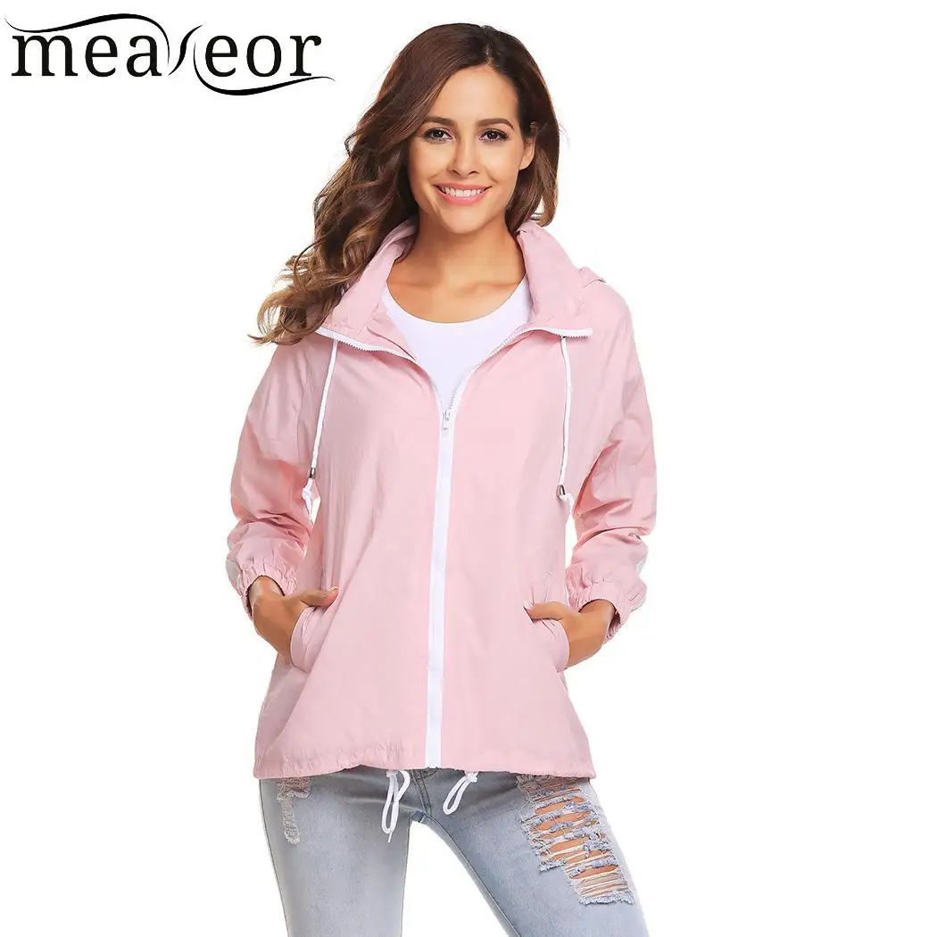 Meaneor женский дождевик с длинным рукавом непромокаемый легкий плащ капюшоном