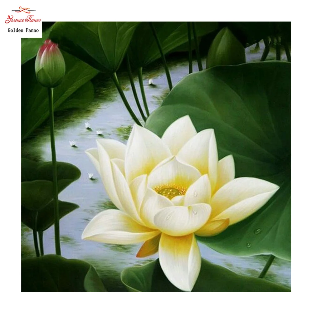 

Golden panno Diamond cross stitch lotus embroidery home decoration diamond painting mosaic flower pattern hand embroidery