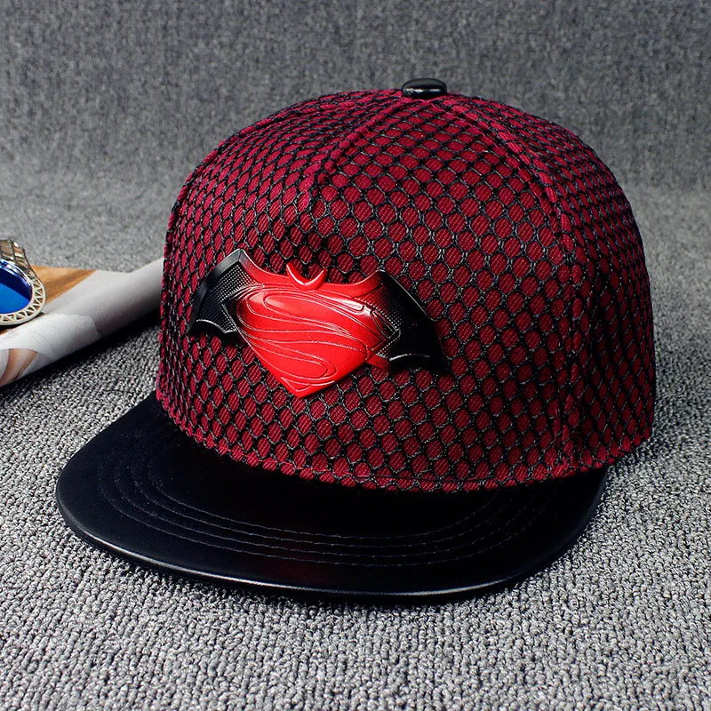 Бейсболка в стиле хип хоп с плоским краем военный летучая мышь Супермен металл