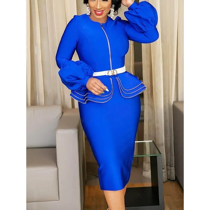 Облегающее платье для женщин винтажное гофрированное синее элегантное вечернее