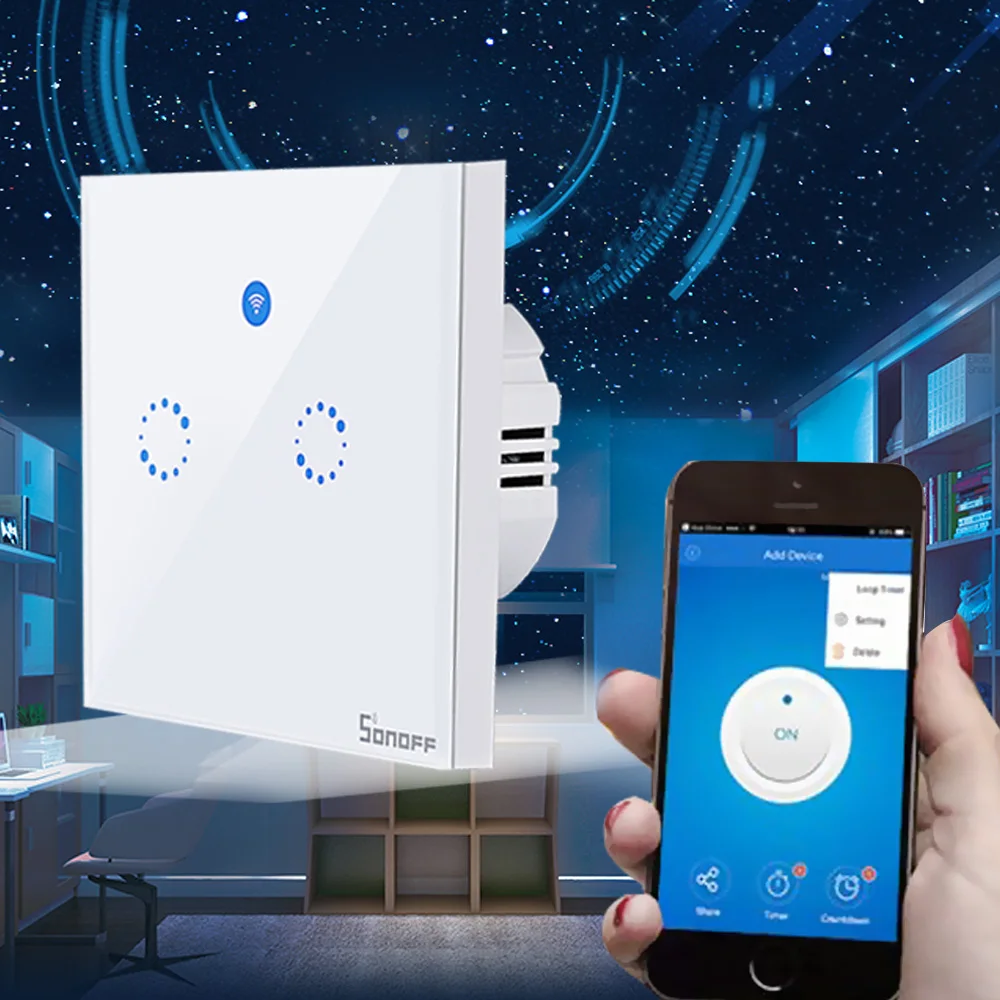 SONOFF T1 переключатель Двойной Банды Wi Fi и РФ 86 Тип Smart стену сенсорный выключатель