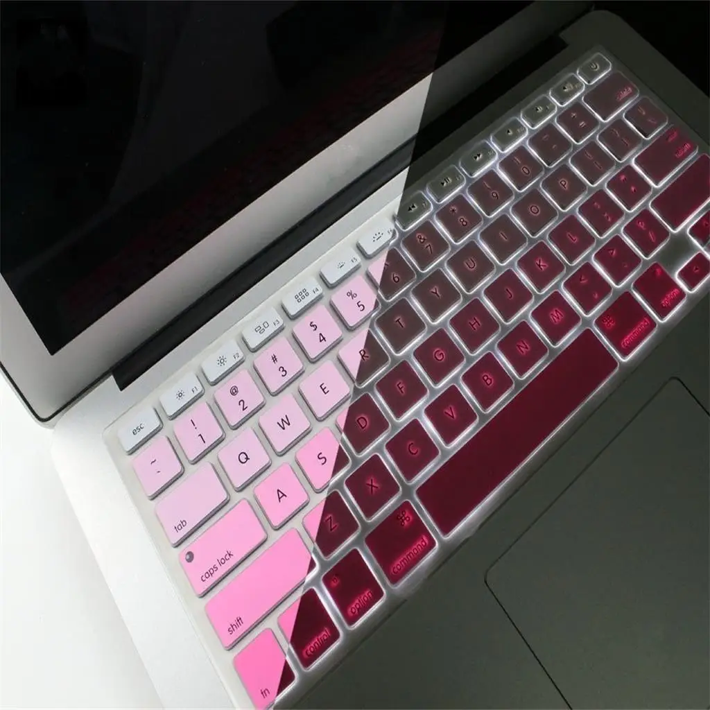Силиконовая клавиатура кожного покрова защитная пленка для Macbook Air 13' 15' 17' розовый