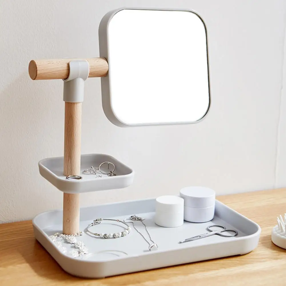 Макияж деревянное зеркало для хранения макияжа Настольный пластиковый