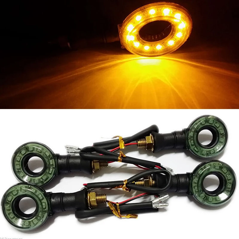 4 шт./компл. Янтарный 12LED круг мотоциклетные поворотные сигнальные индикаторы
