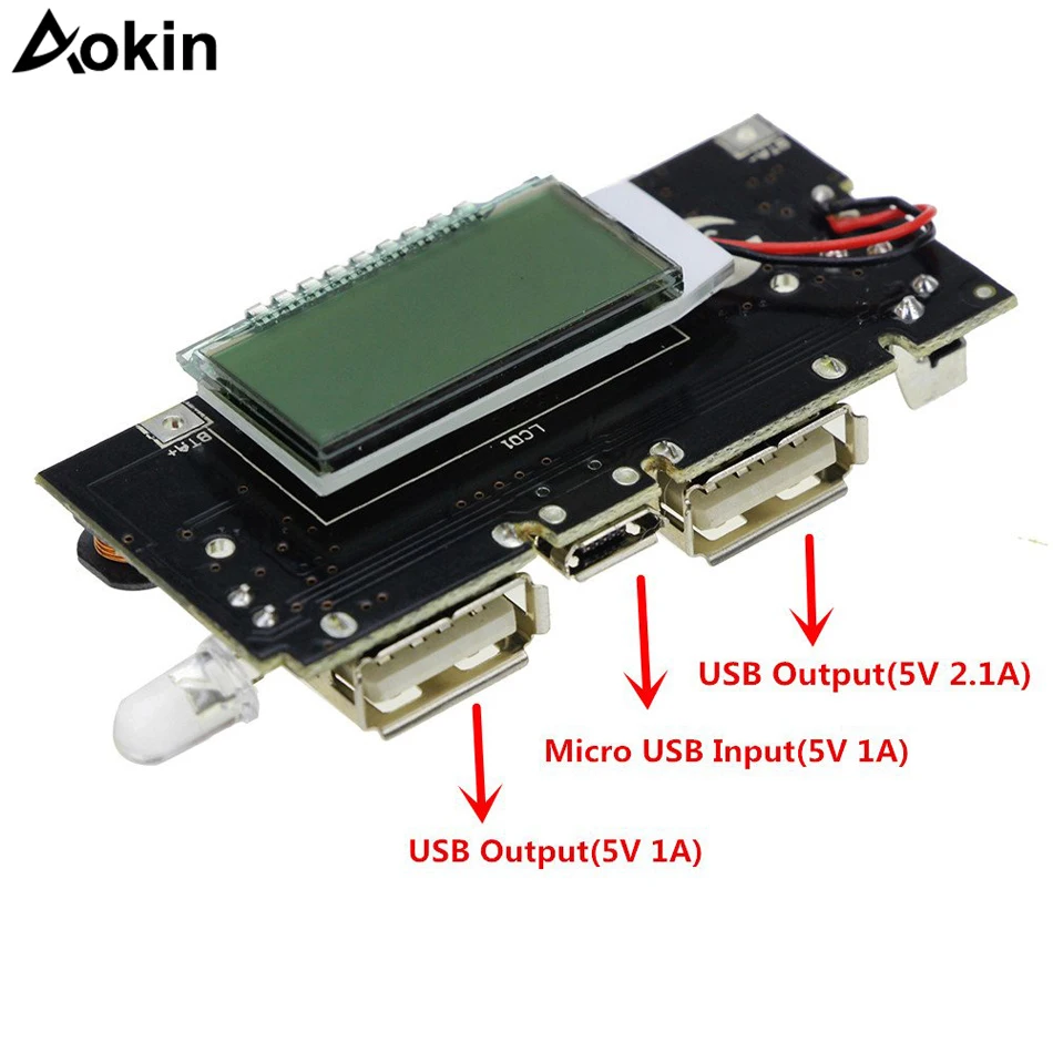 Модуль питания печатной платы с двойным USB 18650 для зарядки аккумуляторов 5 В 1 А а