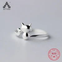 wholesale japan korea style s925 sterling silver fashion cute sweet kitty cat open flexible ring women jewelry