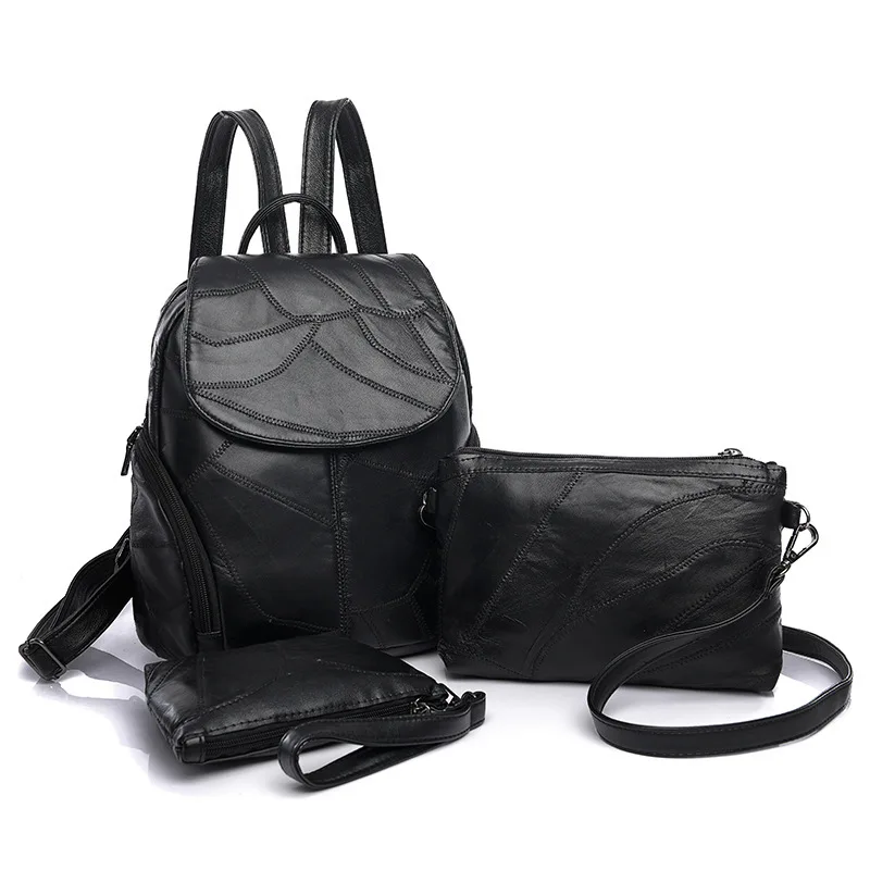 3 комплекта овчины натуральная женская кожаная сумка сплит соединение с верхней