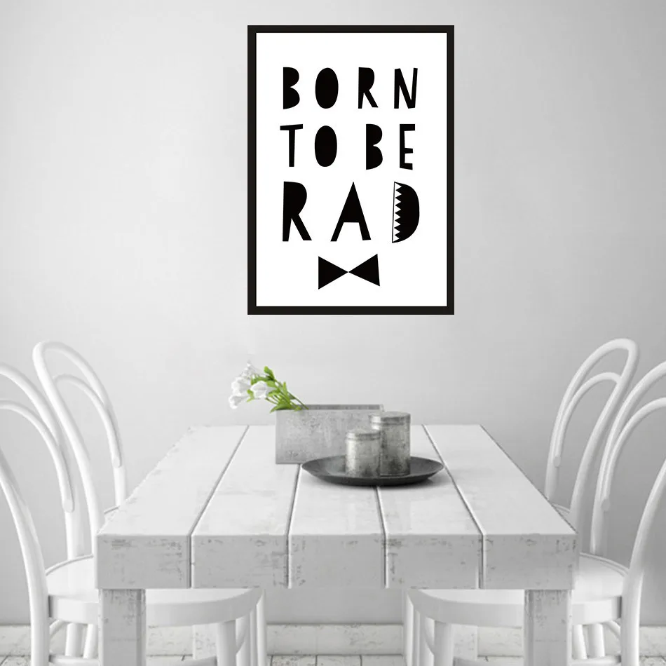 Черно-белая декоративная картина BORN TO BE RAD Картина на холсте для гостиной