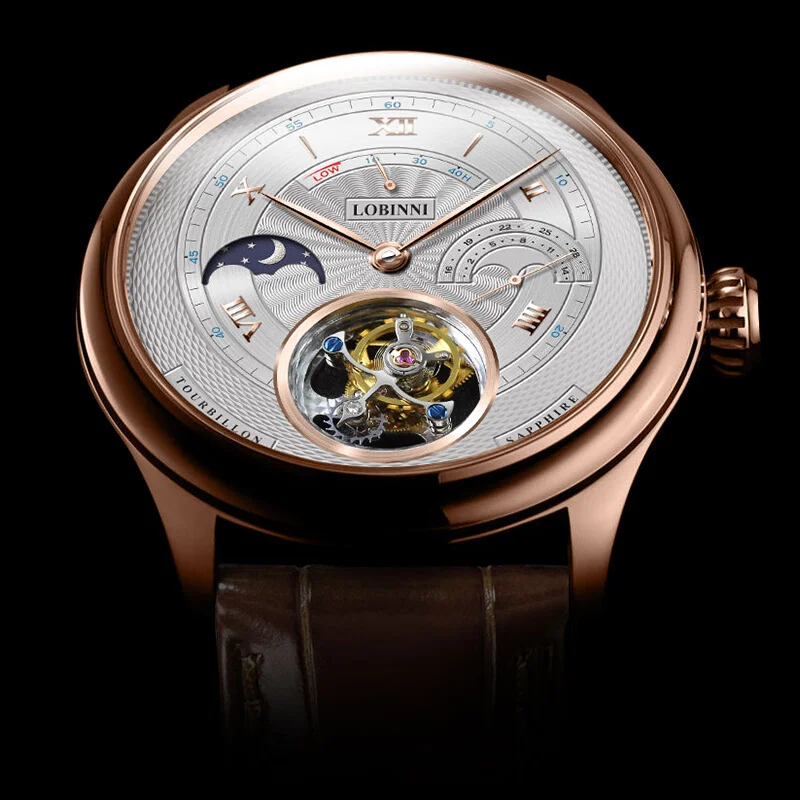 LOBINNI люксовый бренд часы для мужчин Швейцария Tourbillion механические мужские часы сапфир Водонепроницаемые часы энергетический дисплей L8886-8
