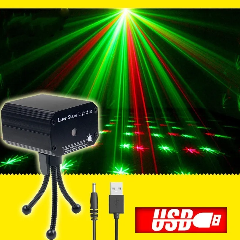 

Mini Party Laser Projector Sound Lights for home entertainment USB Disco Light Car Decoration music Show Stage effect Equipment