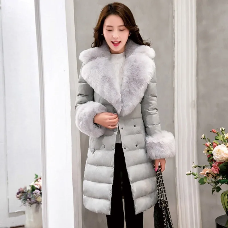 High quality 2019 White duck down 90% Slim Down clothes coat New Korea Ms Winter jacket Warm Fur collar Elegant down Coat Women