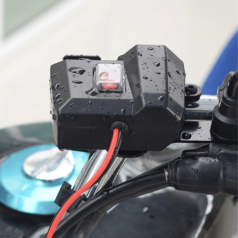 Зарядное устройство для мотоцикла 5 в 2,1 а с двумя usb-портами и разъемом для прикуривателя с водонепроницаемым автономным переключателем