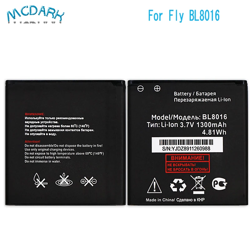 Mcdark 1300 мАч высокое качество аккумулятор для Fly BL8016 запасные батареи сотового