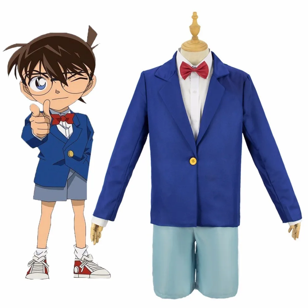 JP Anime Detective Conan Case Closed Edogawa Full Set Cosplay Costume Kids Adult School Uniform Sets|Костюмы аниме| |