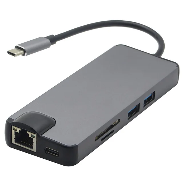 USB C Hub HDMI VGA Ethernet Lan RJ45 Adapter for Macbook Pro Type hub Card Reader 2 3.0 + Type-C Charging port | Электроника