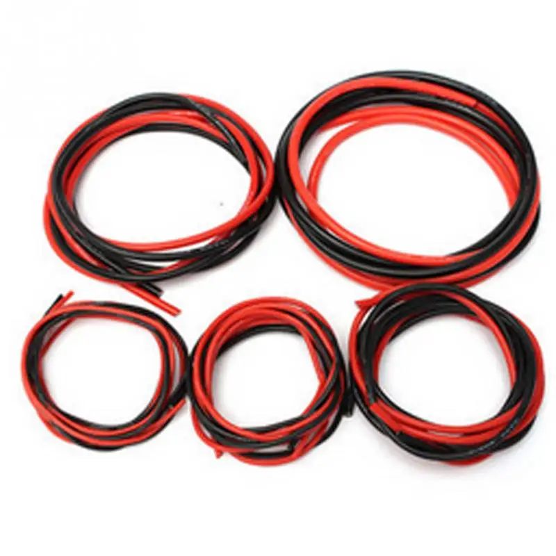 Горячая 2 м AWG мягкий, силиконовый, гибкий кабель 12-20 AWG(1 метр красный+ 1 метр Черный