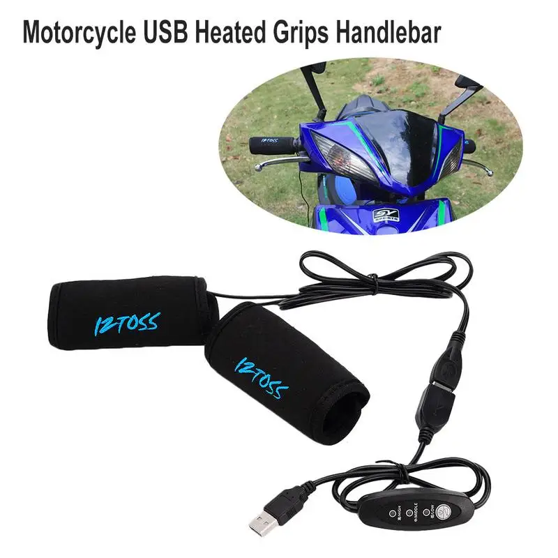 

1 Pair Motorcycle USB Heated Grips Handlebars With Temperature Control Switches Handlebar Warmer Removable Grips