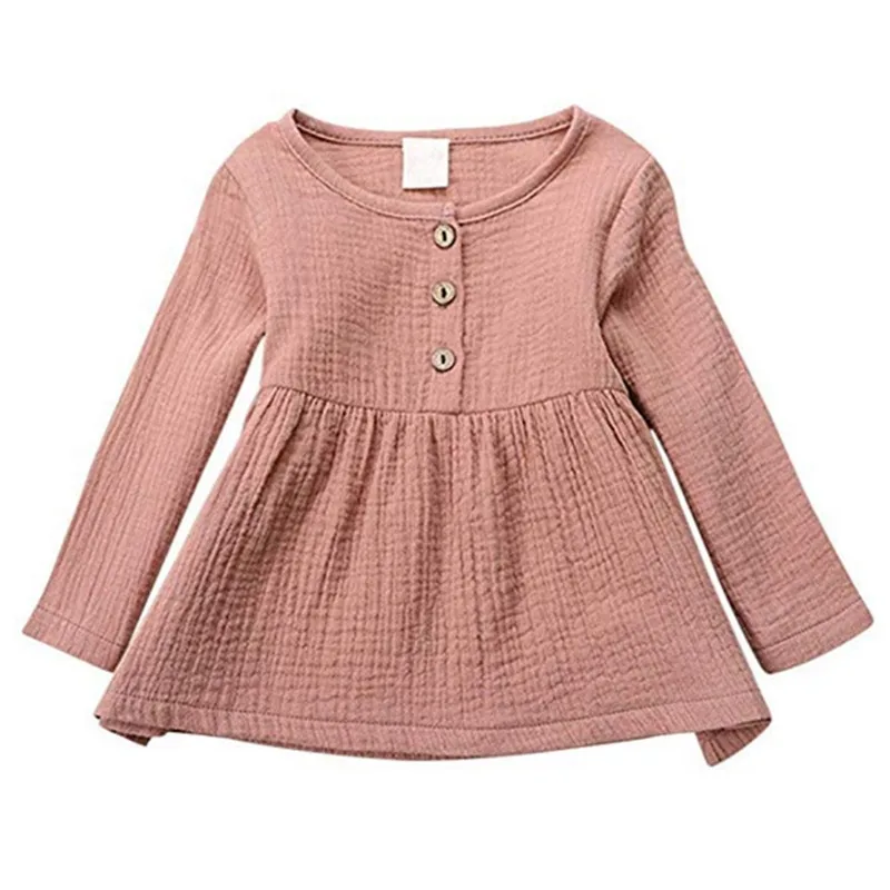 Baby Girls Clothing Top Shirts Cute Long Sleeve Girl Dress Solid Kids Clothes Spring/Autumn 2019 New 0-3T | Детская одежда и обувь
