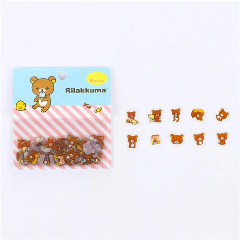 80 шт./лот Мини мультфильм Rilakkuma Декоративные наклейки Kawaii Кот альбом для дневника