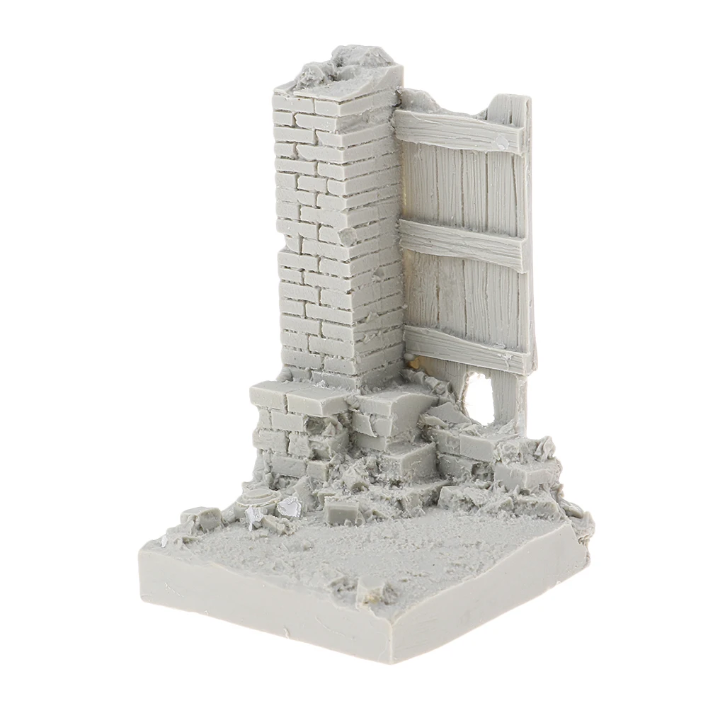 

Неокрашенная полимерная военная модель MagiDeal 1/35, руины, настенная модель для песчаного стола, армированный диорама, сцена, строительный аксе...