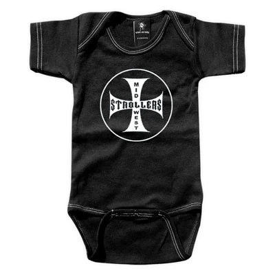 Rebel Ink Baby 340bo612 MidWest Strollers- 6-12 Month Black One Piece Undershirt |
