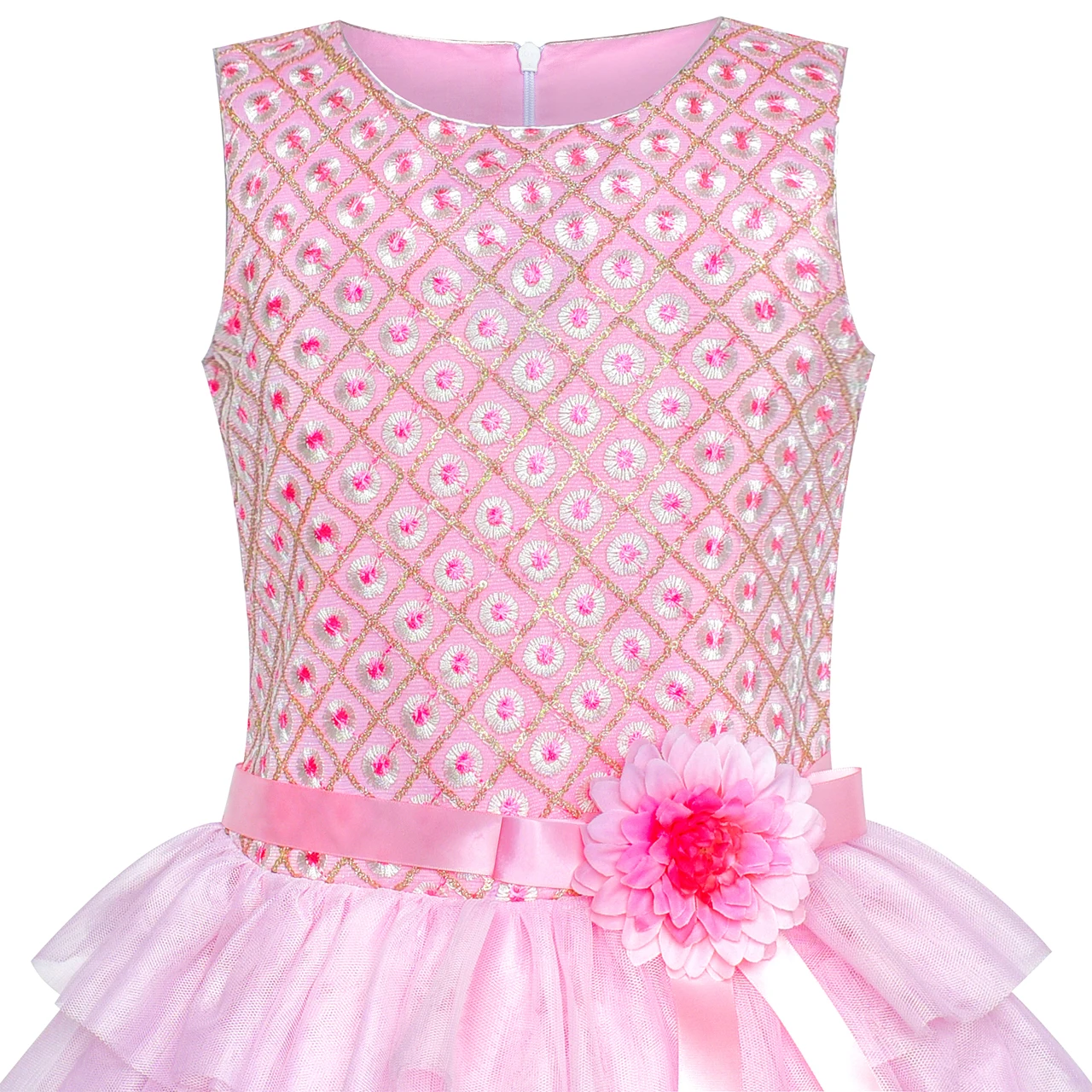 Girls Dress Ruffle Pink Flower Birthday Party 2020 Summer Princess Wedding Dresses Children Clothes Pageant Sundress Carnival | Детская