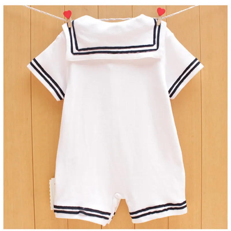 2019 Kids Baby Boy Girl Navy Style Sailor Romper Jumpsuit Clothes Outfit Infant Short Sleeve 4-18M Cotton Clothing | Детская одежда и