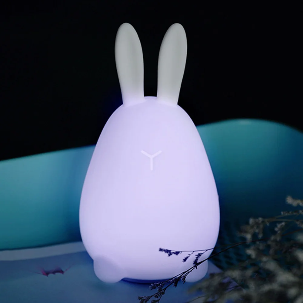 LightMe 2018 Премиум кролик ночник ПЭТ силикагель красочные лампы 7 светодиодов для