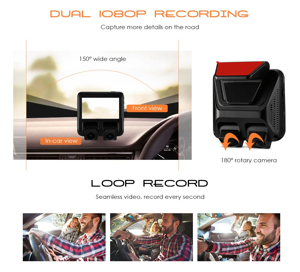 6G стеклянная Автомобильная камера с двойным DVR 1080 P HD IR ночного видения Dash Cam gps