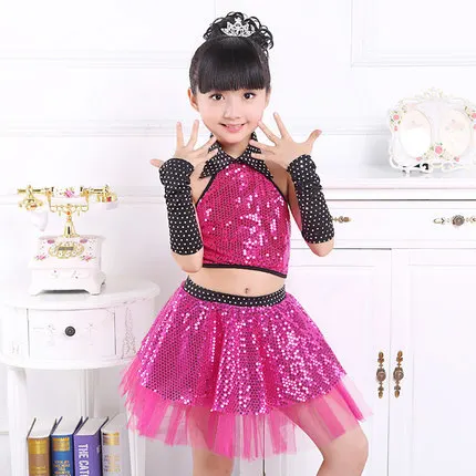 

Children Sequin Jazz Dance Modern Dance Costume Fashion Latin Waltz Dancing Dress Stage Show Dresses Jazz Costumes For Girl