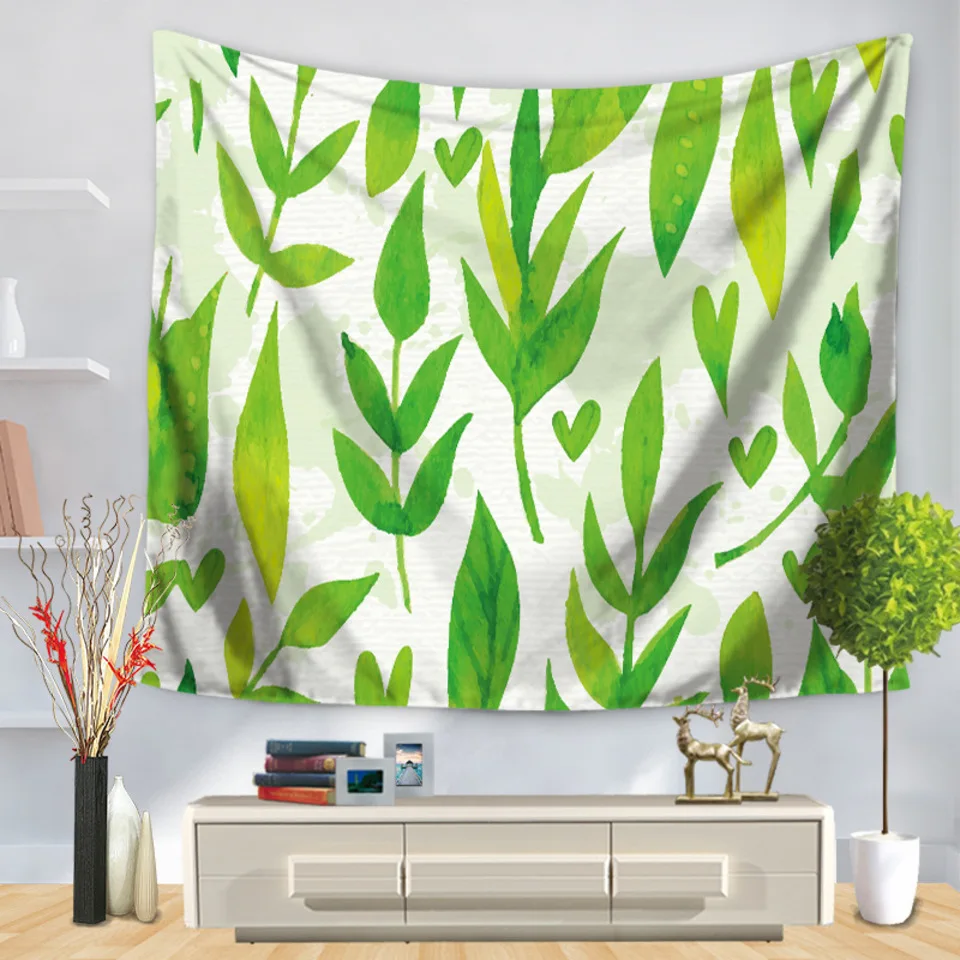 Bohemian Small Green Leaf Gt1175 Tapestry Mat Blanket Wall Hanging Carpet Home Decor Tapestries Nordic Beach Throw | Дом и сад