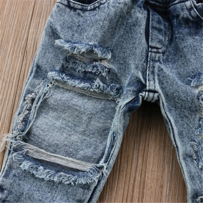 PUDCOCO Baby Kids Girls Jeans Fashion Hole Denim Long Trousers Loose Ripped jeans |