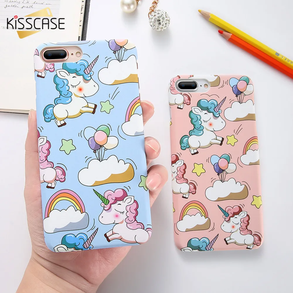 KISSCASE Unicorn Case For iPhone XR XS Max Chic Pink Cover 7 8 6 6s Plus X 5 5s SE Protective PC Plain Phone Capinhas |