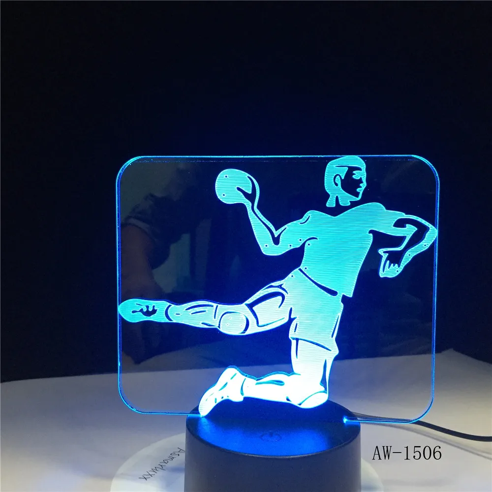 Гандбол фигура игрока 3D светодиодный ночник USB детский подарок Спортивная